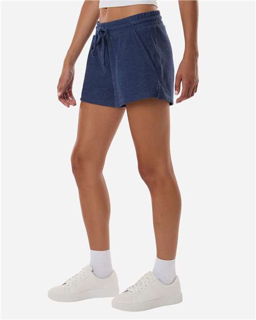 Women's Rib Knit Corded Shorts – On Model – Side