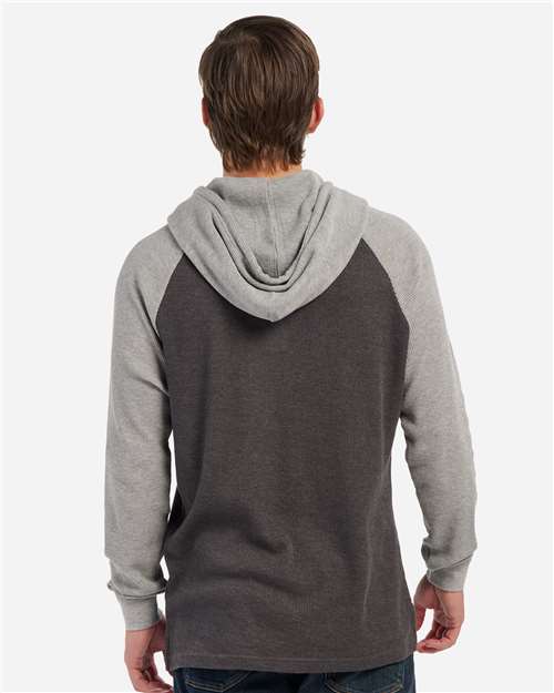 Unisex Waffle Knit Pullover Hooded Long Sleeve T-Shirt – On Model – Back