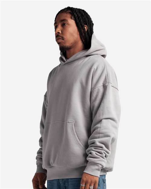 Unisex Garment-Dyed Double Layer Reversible Hoodie Sweatshirt – On Model – Side
