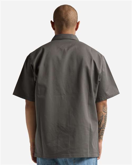 Unisex Quarter-Zip Short Sleeve Work Shirt – On Model – Back