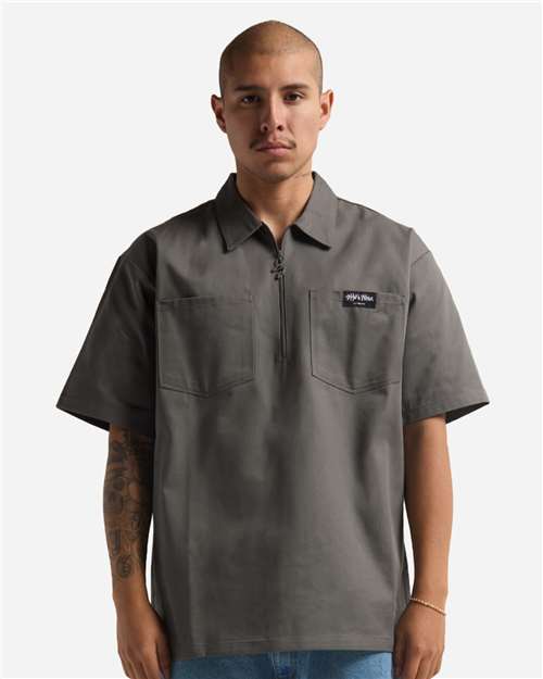 Unisex Quarter-Zip Short Sleeve Work Shirt