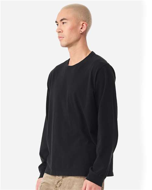 Unisex Heavyweight Garment-Dyed Long Sleeve Tee – On Model – Side