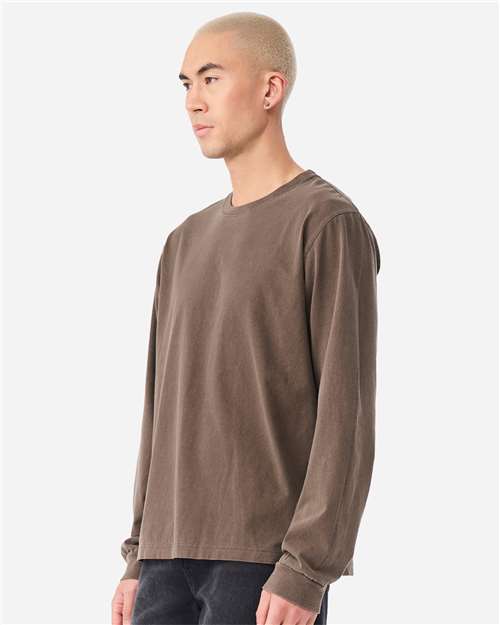 Unisex Heavyweight Garment-Dyed Long Sleeve Tee – On Model – Side