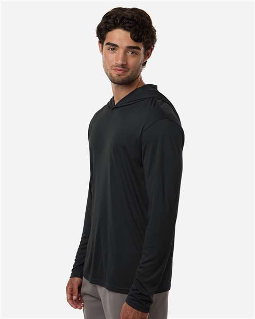 Unisex Pro-Lock Performance Hooded Long Sleeve T-Shirt – On Model – Side