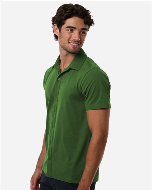 Men's Pro-Flex Sorona® Button Down Short Sleeve Shirt – On Model – Side