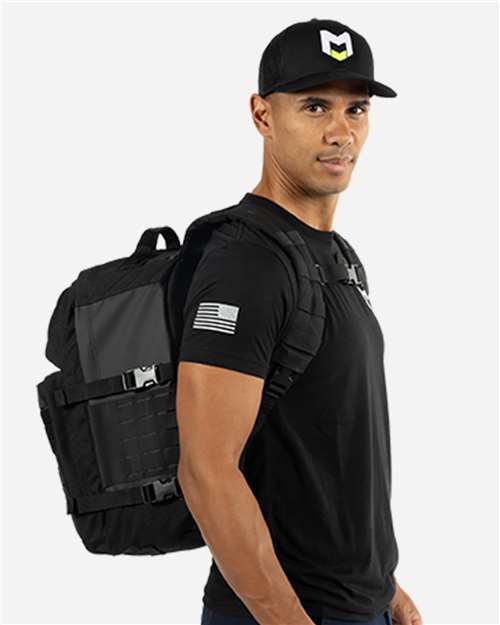 Delta 37L Black Backpack – On Model – Side