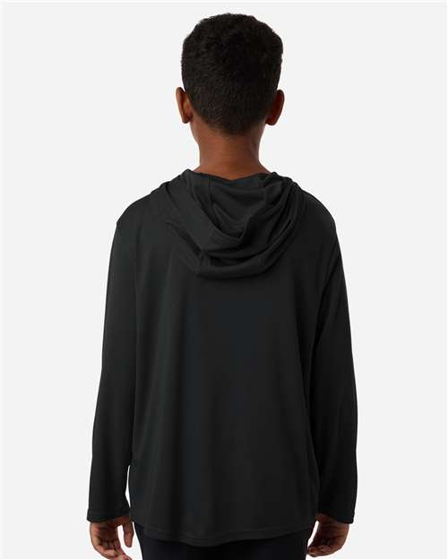 Youth Pro-Lock Performance Hooded Long Sleeve T-Shirt – On Model – Back