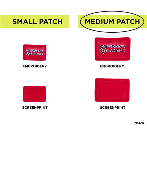 Medium Blank Red Patch - Qty 10 – On Model – Back