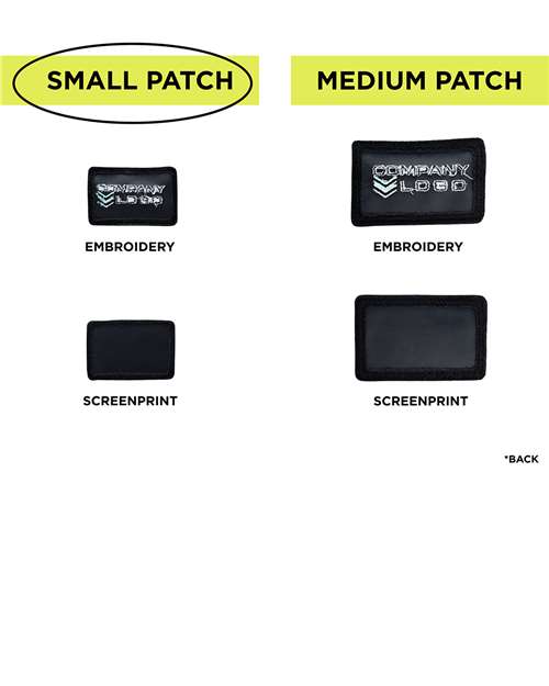 Small Blank Black Patch - Qty 10 – On Model – Back