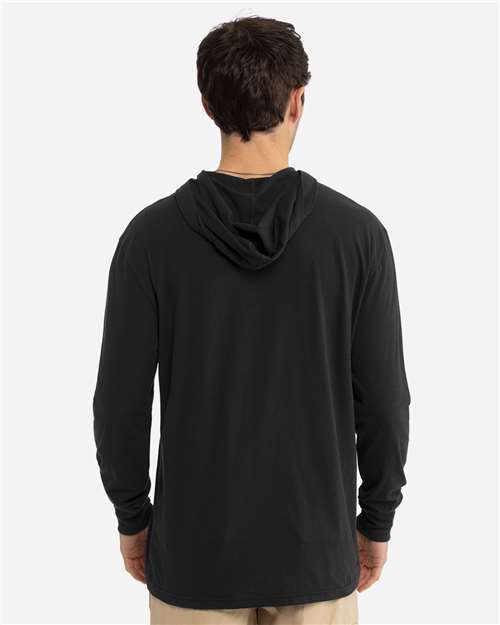Unisex CVC Hoodie Long Sleeve Tee – On Model – Back