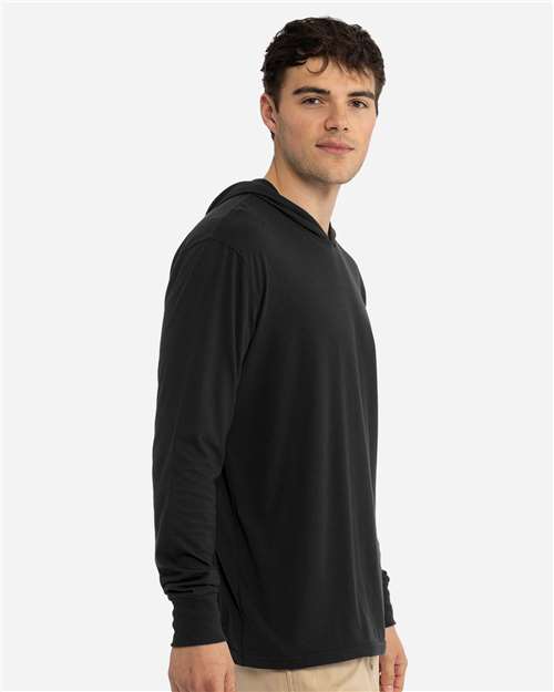 Unisex CVC Hoodie Long Sleeve Tee – On Model – Side
