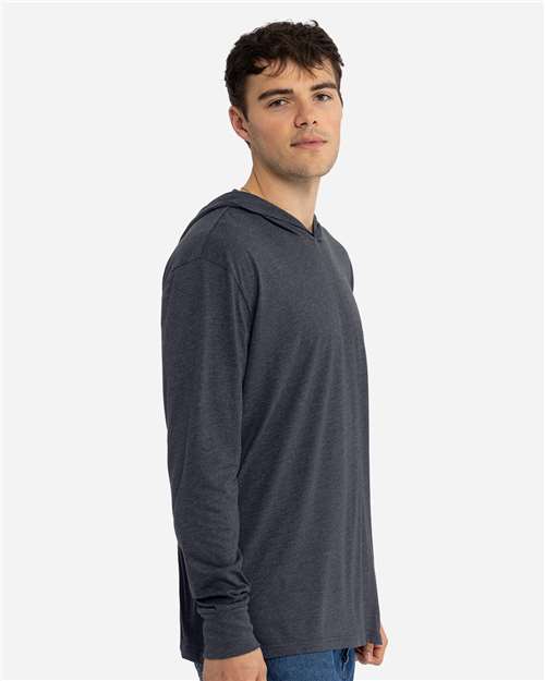 Unisex CVC Hoodie Long Sleeve T-Shirt – On Model – Side