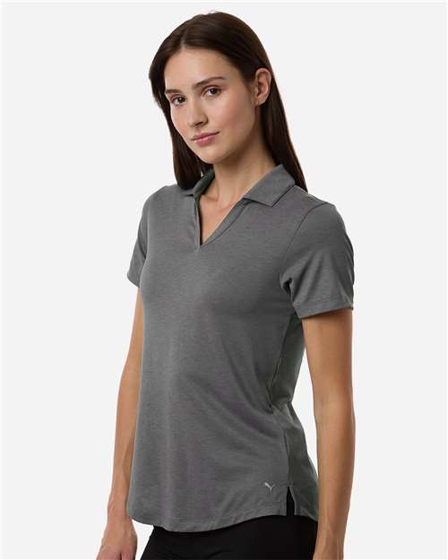 Womens Icon Heather Polo – On Model – Side