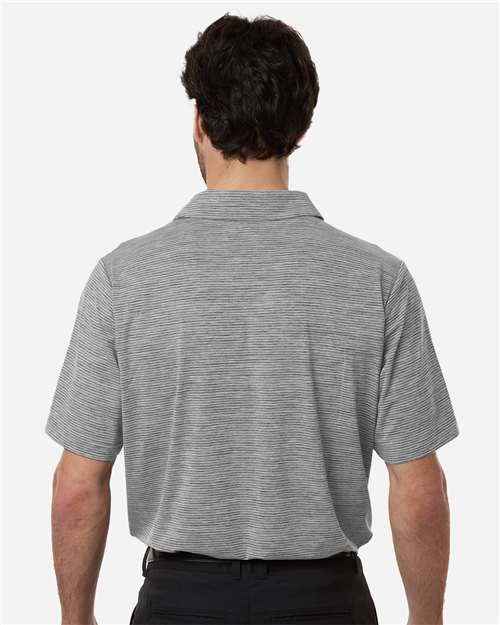 Men's Relay Heathered Stripe Polo – On Model – Back