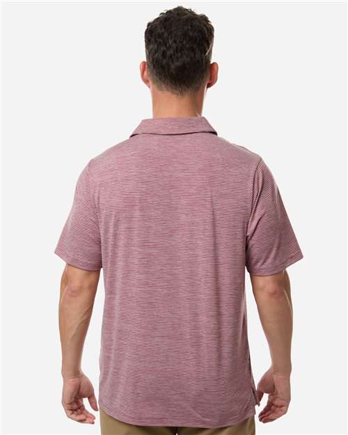 Men's Relay Heathered Stripe Polo – On Model – Back