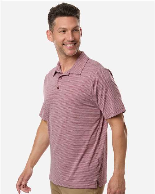 Men's Relay Heathered Stripe Polo – On Model – Side