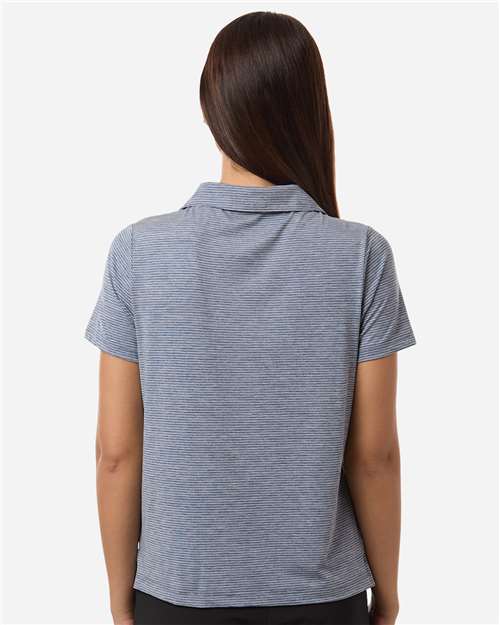 Women's Relay Heathered Stripe Polo – On Model – Back