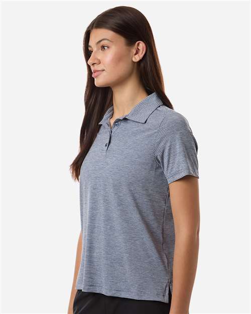 Women's Relay Heathered Stripe Polo – On Model – Side