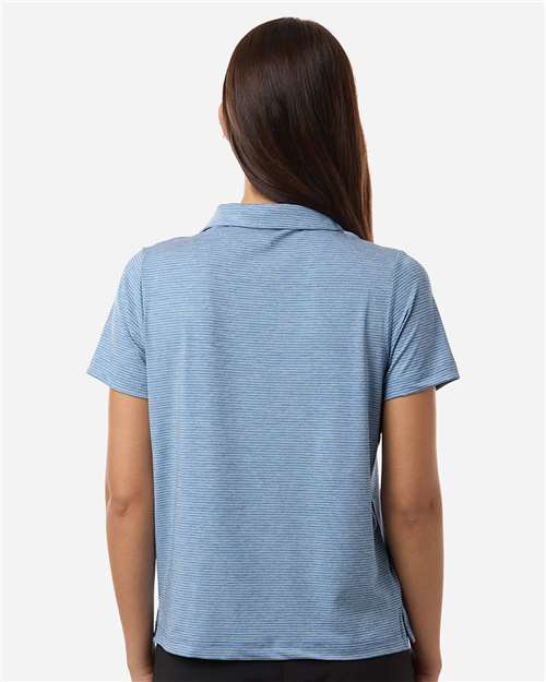 Women's Relay Heathered Stripe Polo – On Model – Back
