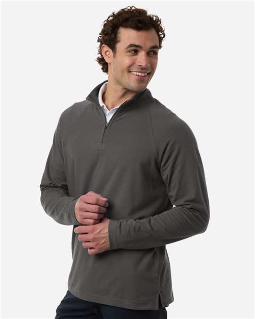 Men's Seaton Pebble Textured Quarter-Zip Pullover – On Model – Side