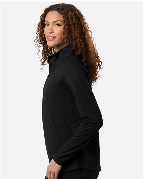 Women's Seaton Pebble Textured Quarter-Zip Pullover – On Model – Side
