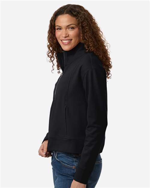 Women's Mantra Half-Zip Ottoman Pullover – On Model – Side