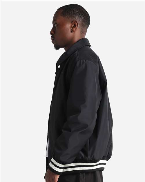 Unisex Collared Varsity Jacket – On Model – Side