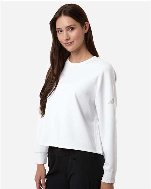 Women's Beyond Side-Snap Crewneck Sweatshirt – On Model – Side