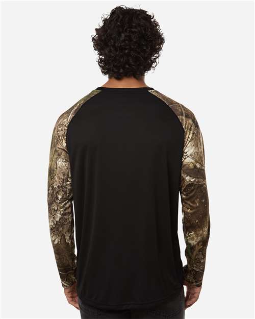 Unisex Realtree® Performance Colorblocked Long Sleeve T-Shirt – On Model – Back