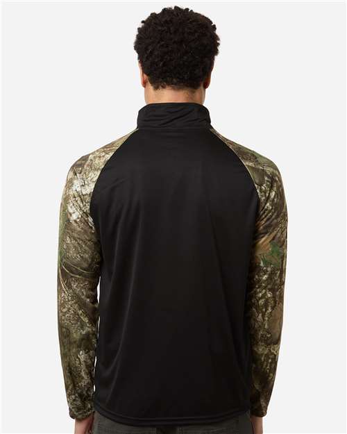 Unisex Realtree® Performance Colorblocked Quarter-Zip Pullover – On Model – Back