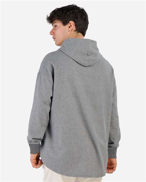 Unisex Flannel Hooded Pullover – On Model – Back