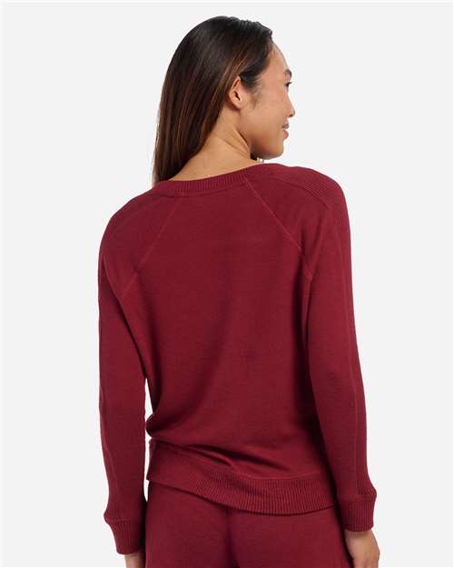 Women's Cuddle V-Neck Pullover – On Model – Back