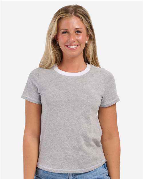 Women's Contrast Stitch Baby Tee – On Model