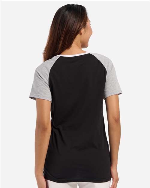 Women's Colorblocked V-Neck T-Shirt – On Model – Back