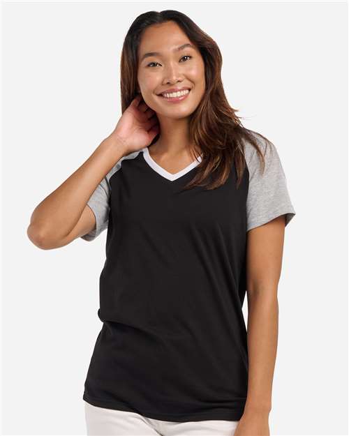 Women's Colorblocked V-Neck T-Shirt – On Model