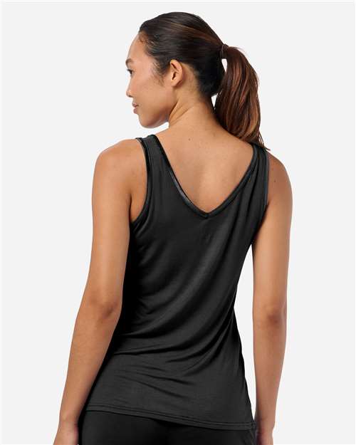 Women's Bamboo V-Neck Tank Top – On Model – Back