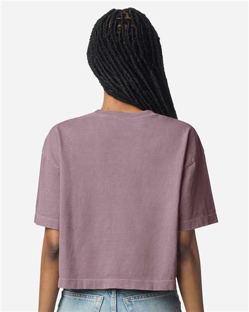 Women's Heavyweight Cotton Garment-Dyed Boxy Cropped Tee – On Model – Back
