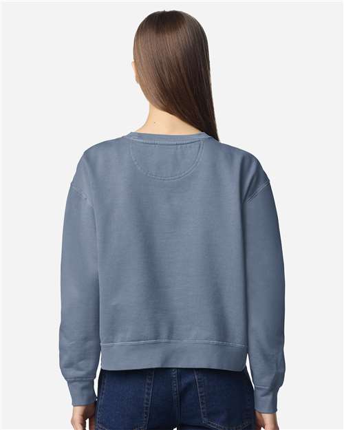 Women's Garment-Dyed Mid-Length Crewneck Sweatshirt – On Model – Back