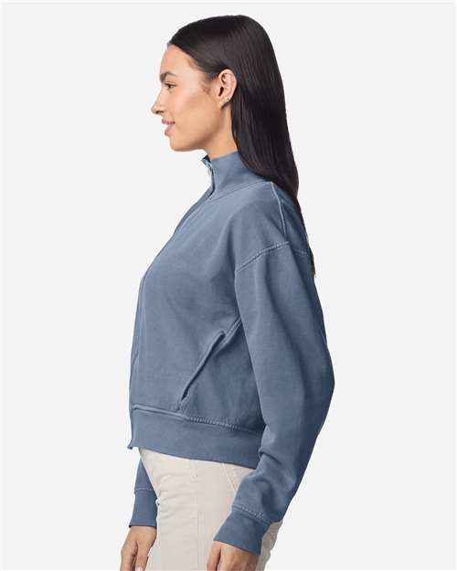 Women's Garment-Dyed Full-Zip Jacket – On Model – Side
