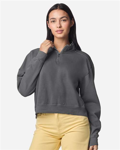 Women's Garment-Dyed Mid-Length Quarter-Zip Sweatshirt