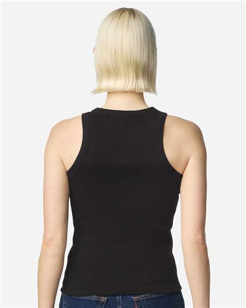 Women's Baby Rib Fitted Tank – On Model – Back