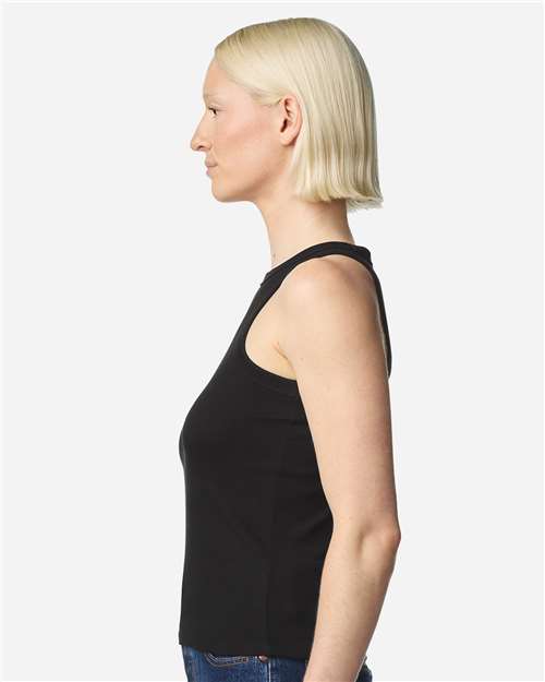 Women's Baby Rib Fitted Tank – On Model – Side