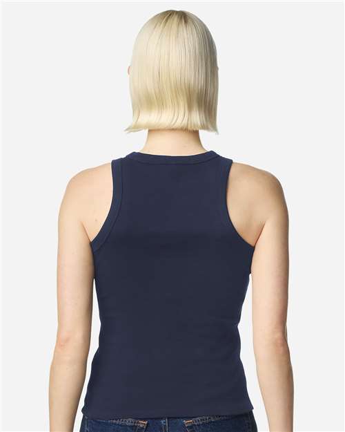 Women's Baby Rib Fitted Tank – On Model – Back