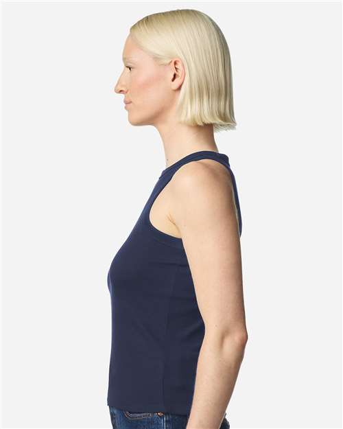 Women's Baby Rib Fitted Tank – On Model – Side
