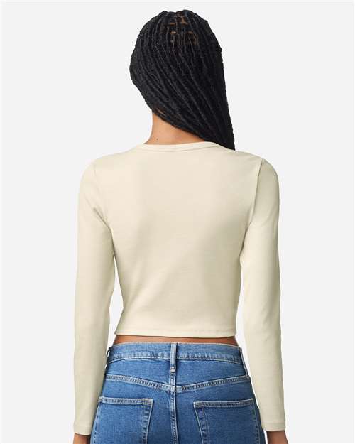 Women's Baby Rib Long Sleeve Fitted Tee – On Model – Back