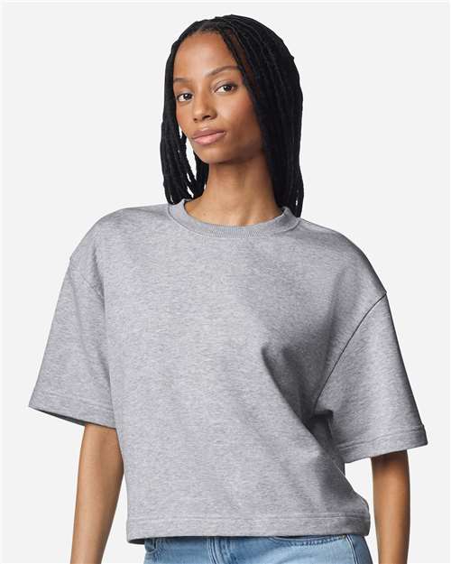 Women's French Terry Mid-Length Boxy Top – On Model
