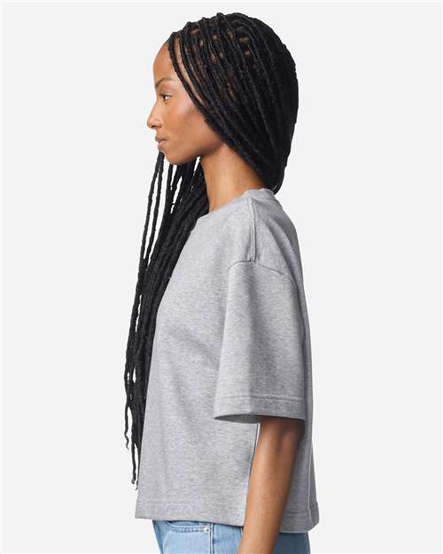 Women's French Terry Mid-Length Boxy Top – On Model – Side