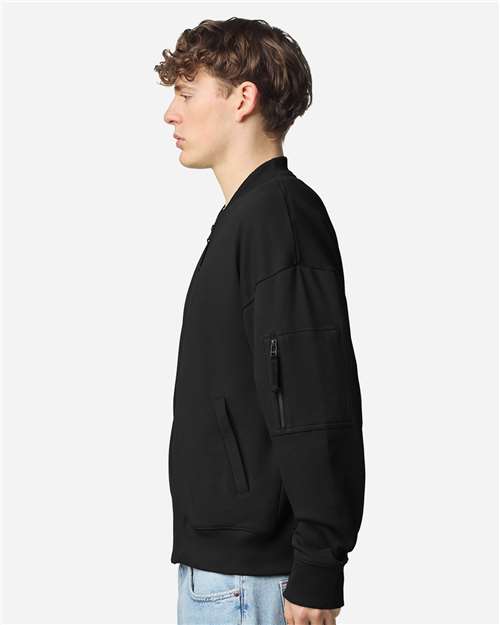 Unisex French Terry Bomber Jacket – On Model – Side