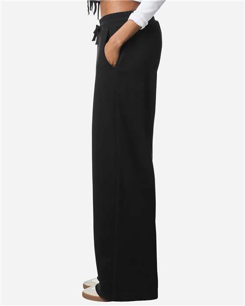 Women's French Terry Wide Leg Pants – On Model – Side