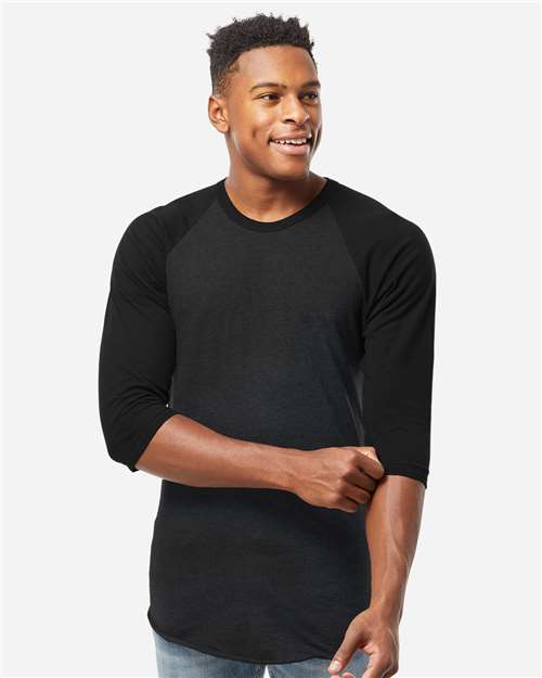 Unisex Fine Jersey Raglan T-Shirt – On Model